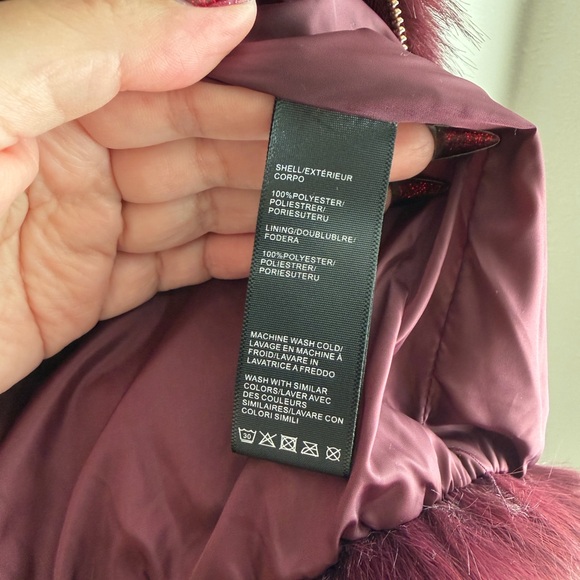 REBECCA MINKOFF Plush Faux Fur Jacket in Rich Burgundy - Picture 5 of 7